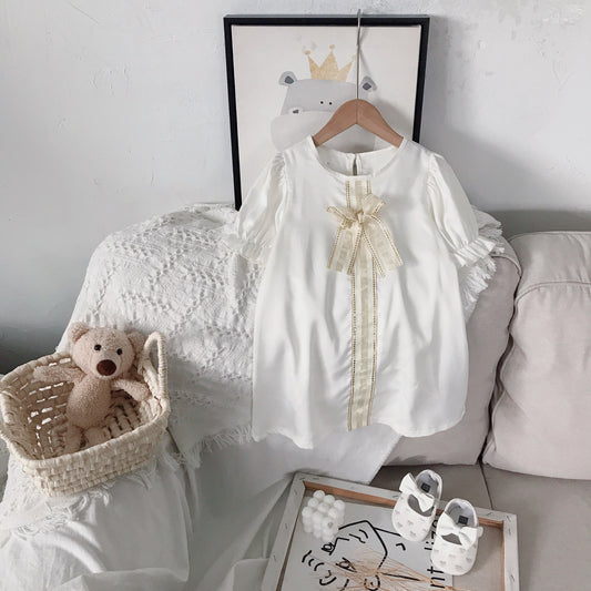 Korean Style Bowknot Chiffon Kids Skirt top