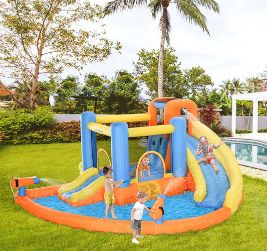 5-in-1 Bounce House Water Park Jumping Castle With Water Pool, Slide,
