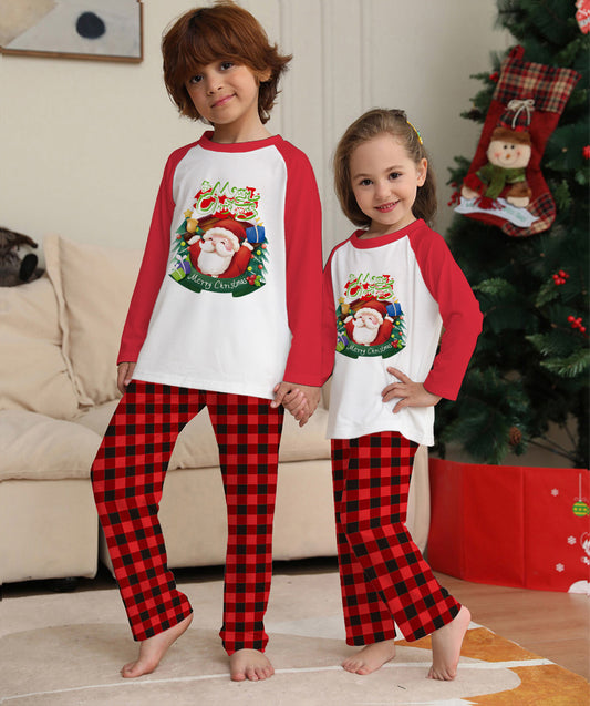 Christmas Parent-Child Matching Pajama Set – Long Sleeve Tee &amp; Plaid Pants