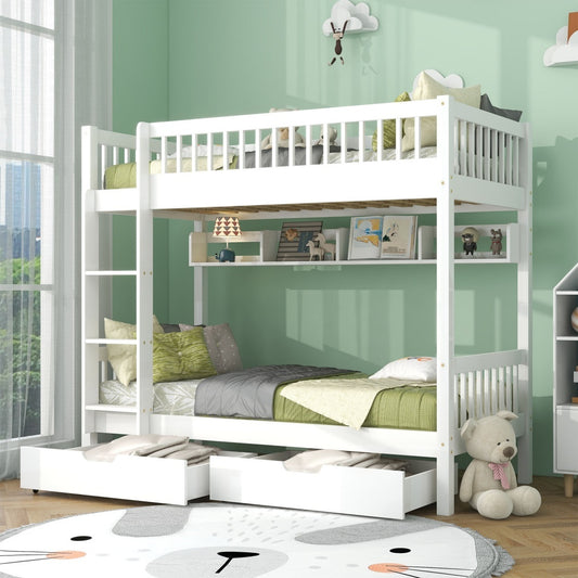 Kids Wooden Bunk Bed with Slide &amp; Storage – Fun Meets Function!