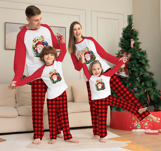 Christmas Parent-Child Matching Pajama Set – Long Sleeve Tee &amp; Plaid Pants
