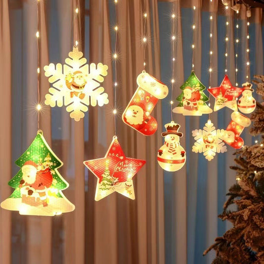 Painted Christmas Curtain Lights